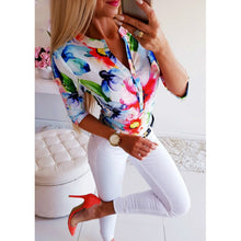 Load image into Gallery viewer, Women Long Half Sleeve Loose Shirts Shirt OL Clothes Plain Casual Button Blouse Office Lady Summer Chiffon Shirts