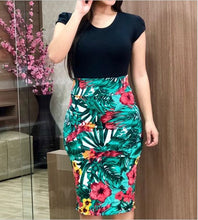 Load image into Gallery viewer, Oufisun Bodycon Women Summer Dress Casual Flower Print Slim Boho Lady Dresses Elegant Tunic Package Hip Dress Vesitdo Splus Szie