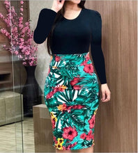 Load image into Gallery viewer, Oufisun Bodycon Women Summer Dress Casual Flower Print Slim Boho Lady Dresses Elegant Tunic Package Hip Dress Vesitdo Splus Szie