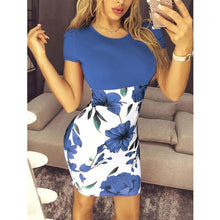 Load image into Gallery viewer, Oufisun Bodycon Women Summer Dress Casual Flower Print Slim Boho Lady Dresses Elegant Tunic Package Hip Dress Vesitdo Splus Szie