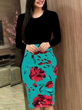 Load image into Gallery viewer, Oufisun Bodycon Women Summer Dress Casual Flower Print Slim Boho Lady Dresses Elegant Tunic Package Hip Dress Vesitdo Splus Szie
