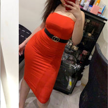 Load image into Gallery viewer, Bangniweigou Sexy Off Shoulder Tube Dress Yellow Women Summer Bodycon Sundress Strapless Stretchy Bandage Long Robe Femme