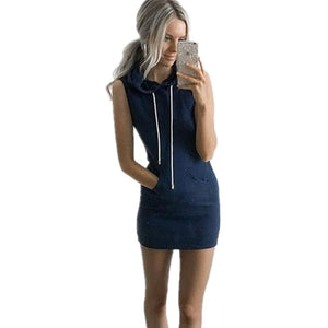 2020 Summer Package Hips Slim Hooded Sweatshirt Dress O-Neck Sexy Elegant Women Party Dresses Fashion Bodycon Short Dress Female