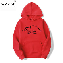 Load image into Gallery viewer, Kawaii Cat Hoodies Men Not Today Funny Graphic Sweatshirt Men/Women Harajuku Fashion Sweat Unisex Long Sleeve Sudadera Mujer
