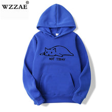 Load image into Gallery viewer, Kawaii Cat Hoodies Men Not Today Funny Graphic Sweatshirt Men/Women Harajuku Fashion Sweat Unisex Long Sleeve Sudadera Mujer
