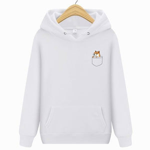 Autumn winter New brand Pocket Cat Letter Printed Hoodies men Casual Hoodies Sweatshirt Sportswear Male Fleece Hooded Jacket