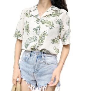 Hot Sale New Chiffon Womens Casual Blouses Top Female Hawaiian Fashion Floral Short Sleeve Shirts Ladies Summer Loose Tops