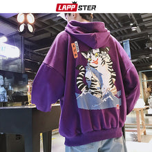 Load image into Gallery viewer, LAPPSTER Men Streetwear Funny Cat Hooded Hoodies 2019 Mens Hip Hop Harajuku Sweatshirts Male Korean Fashions Black Hoodie INS
