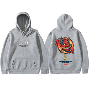 Brand New Designer Japanese Chinese Style Hoodies Streetwear Sweatshirt Hip Hop Evil Devil Printed Cotton Men Hip Hop Streetwear