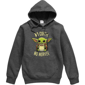 Funny Print NO COFFEE NO WORKEE Clothing Men Spring Autumn Warm Sweatshirts Stars Wars Mandalorian Baby Yoda Hoodies Streetwear