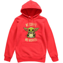 Load image into Gallery viewer, Funny Print NO COFFEE NO WORKEE Clothing Men Spring Autumn Warm Sweatshirts Stars Wars Mandalorian Baby Yoda Hoodies Streetwear
